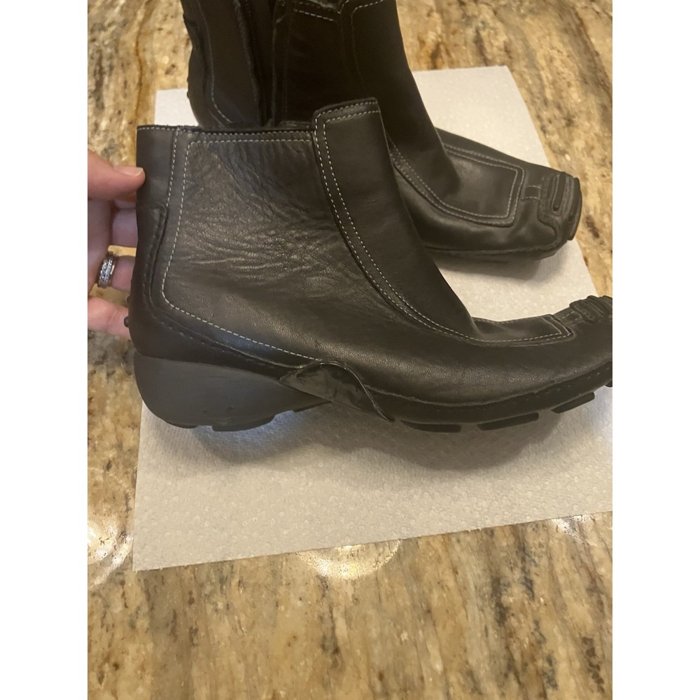 Clarks Privo Black Leather  Grunge Retro Women's 7 Boots Shoes Comfort  Zip